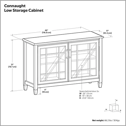 Vista 3 de SIMPLIHOME Connaught - Armario de madera maciza de 60 pulgadas de ancho, color negro