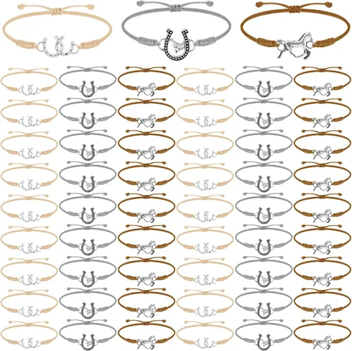 Vista 7 de Sureio - 48 unidades de pulseras trenzadas ajustables a granel, estilos de gimnasia para suministros de Navidad