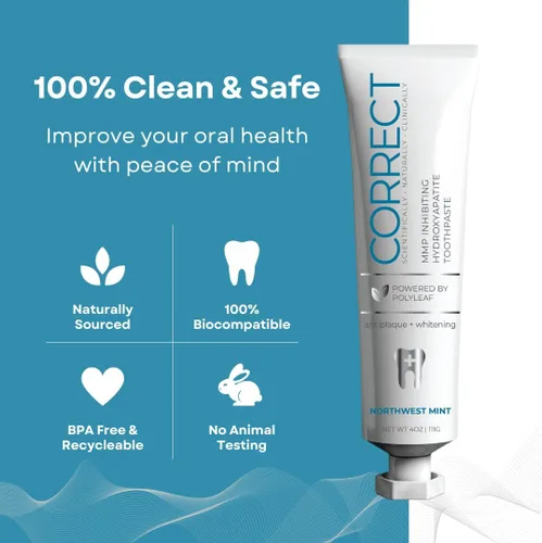 Vista 6 de Pasta de dientes hidroxiapatita sin flúor, blanqueamiento y alivio de la sensibilidad, sin SLS, formulada por dentistas, remineralizante natural