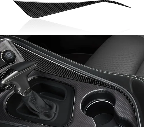 Vista 12 de Calcomanías de ventilación para consola central de automóvil, accesorios para Dodge Challenger 2015-2023, calcomanías interiores de fibra de carbono