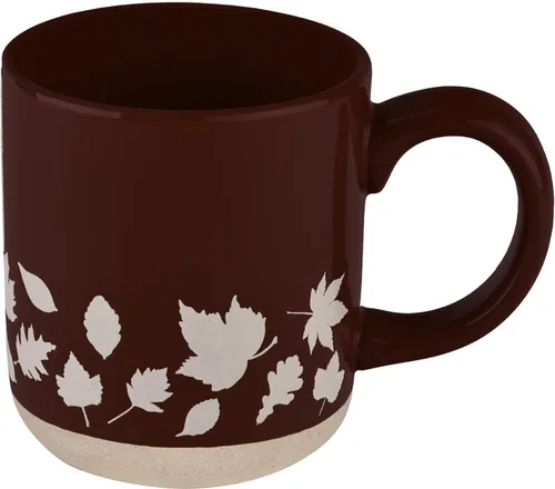 Vista 10 de Sweet Water Decor Taza de café de otoño con diseño de hojas marrones, taza de gres de 14 onzas para té y sidra, apta para microondas y lavavajillas