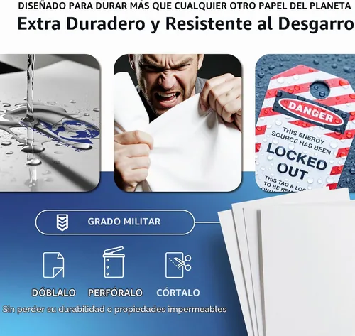 Vista 3 de TerraSlate - Papel impermeable de alta calidad, 5 mil, 8.5 x 11 pulgadas, compatible con impresora láser y copiadora, duradero y resistente a