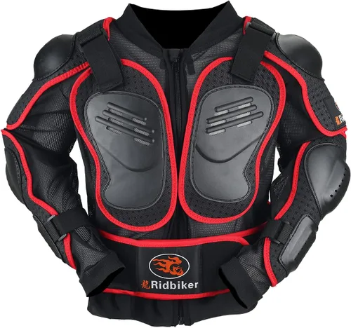 Vista 9 de RIDBIKER - Chaleco protector de pecho para niños, equipo de motocross, moto todo terreno, chaqueta de armadura de cuerpo completo para motocicleta