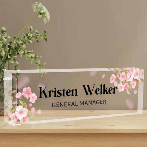 Vista 25 de Placa de nombre de escritorio personalizada, placa de identificación acrílica personalizada para decoración de escritorios, regalos