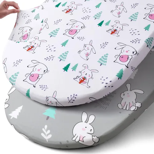 Vista 64 de Pack n Play Sheets BROLEX - Juego de 2 sábanas para cuna, juego de sábanas elásticas y portátiles para cuna, funda de colchón convertible
