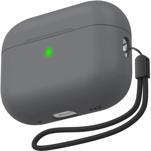 Vista 7 de NIUTRENDZ Funda para AirPods Pro 2 2022, funda protectora delgada de silicona que absorbe los golpes con cordón [LED frontal visible] (beige)