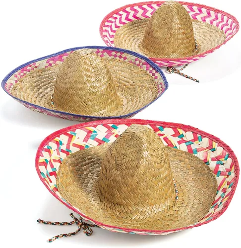 Vista 8 de Fun Express Sombreros mexicanos de 12 unidades, auténticos sombreros de paja para decoraciones de fiesta del Cinco de Mayo, tamaño adulto