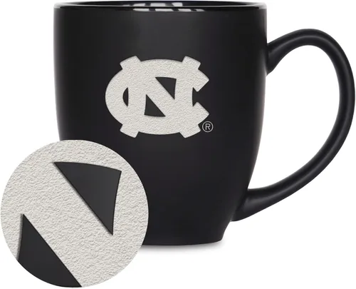 Vista 452 de Rico Industries - Taza de cerámica mate negra con grabado láser estándar de 15oz para NCAA (escuelas T & U) - Para bebidas calientes o frías