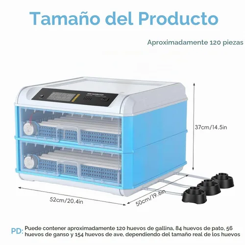 Vista 2 de Incubadora automática de 120 huevos, incubadora automática para incubar huevos, con girador automático de huevos, control de temperatura y humedad
