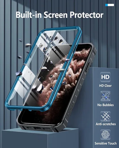 Vista 5 de FNTCASE Funda para iPhone 11 Pro-Max: Fundas protectoras resistentes a prueba de golpes con soporte - Resistente doble capa de grado militar a
