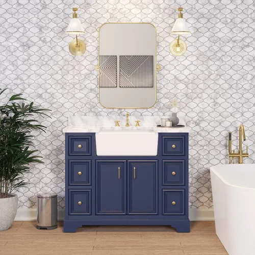 Vista 10 de Kitchen Bath Collection Zelda - Mueble de granja de 42 pulgadas (carrara/chocolate): incluye gabinete de chocolate con encimera de mármol italiano