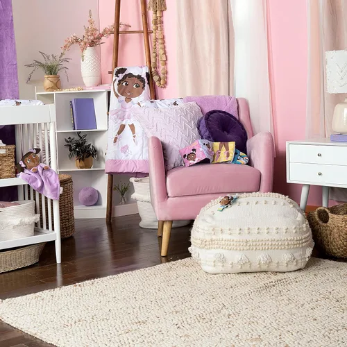 Vista 5 de Little Muffincakes Zhara Manta acolchada para niños pequeños, estampado de bailarina y flores, 42.0 x 34.0 pulgadas, 18 meses en adelante, rosa