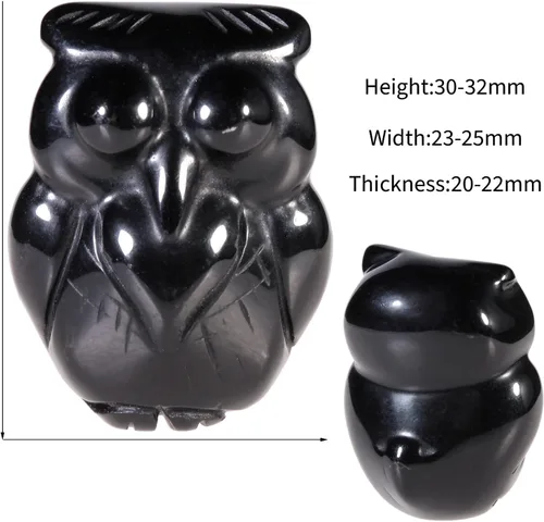 Vista 2 de Amogeeli Figura de búho de piedra tallada a mano, estatua de búho de cristal curativo, escultura animal para decoración de oficina en casa