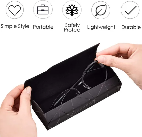 Vista 3 de generies Absmarter - Funda rígida para gafas, unisex, para gafas, portátil, para anteojos de lectura, para hombres y mujeres (negro), M, Negro