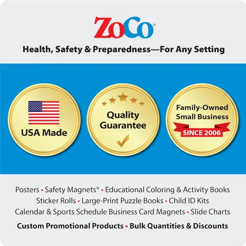 Vista 7 de Safety Magnets by ZOCO – Paquete de 100 señales de advertencia de ataque cardíaco y accidente cerebrovascular personalizado para nevera – Folleto
