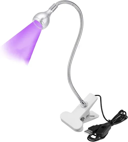Vista 7 de Luz de escritorio LED UV de 36 W con caja de almacenamiento, luz de escritorio de cuello de cisne flexible con interruptor, luz de lámpara de curado