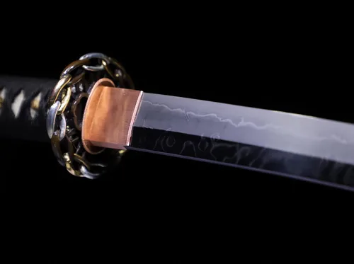 Vista 8 de Espada katana forjada a mano, arcilla real, acero templado L6, Hitatsura Hamon () Espada samurai espada de espiga completa