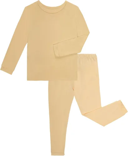 Vista 8 de GUISBY Conjunto de pijama de rayón de bambú para niños y niñas, ajuste cómodo, para uso diario, conjunto de pijama de 2 piezas