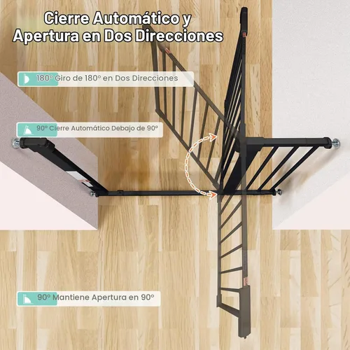 Vista 4 de COMOMY - Puerta de bebé de 76 cm de alto para escaleras y umbrales, se ajusta a aberturas de 75 cm a 103 cm de ancho, puerta para perros de cierre