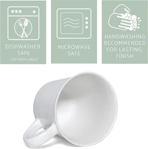 Vista 4 de Elanze Designs Juego de 4 tazas de café de cerámica de 17 onzas con acabado esmaltado blanco mate