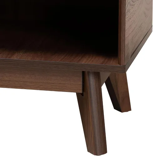 Vista 8 de Baxton Studio Delaire Mid-Century - Zapatero de madera con acabado marrón nogal