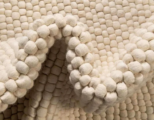 Vista 6 de Unique Loom Felt Ball Collection - Alfombra de área (8 x 10 pies, rectangular, marfil)