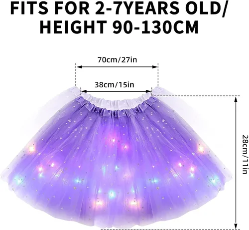 Vista 6 de Girl Tutu Skirts, Magic Light Princess LED Dancing Skirt Tulle Ballet