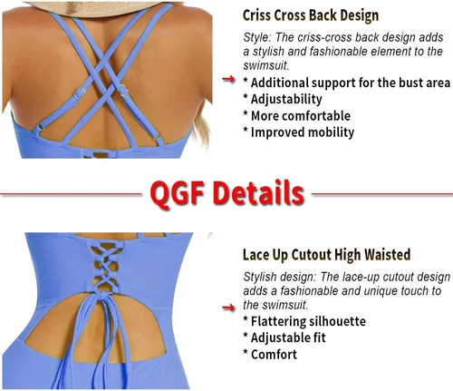 Vista 5 de Traje de baño de una pieza mejorado para mujer, trajes de baño con control de abdomen, diseño único sexy con espalda cruzada, traje de baño fruncido