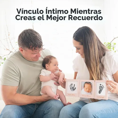 Vista 8 de Kit de huellas de manos y huellas para bebé sin tinta para recién nacido Rosa pétalo/Oro