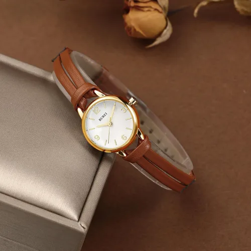 Vista 3 de BUREI Reloj de pulsera analógico de cuarzo para mujer, correa de cuero, reloj de pulsera Relogio Feminino, regalo para mujer