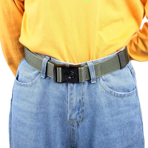 Vista 4 de Sportmusies Cinturón táctico para hombre, cinturón de nailon con hebilla de liberación rápida resistente