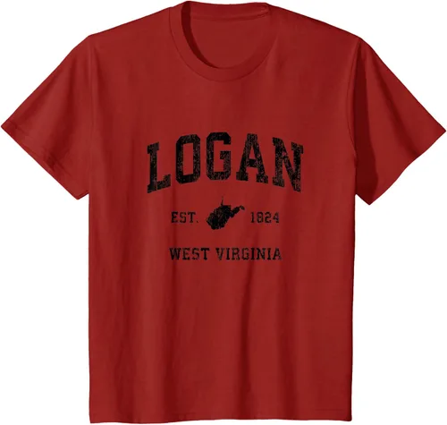 Vista 19 de Logan West Virginia WV - Camiseta deportiva clásica negra, Gris