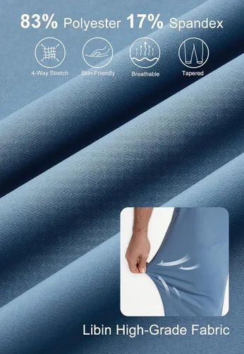 Vista 4 de Libin Pantalones deportivos de golf elásticos en 4 direcciones con bolsillos, pantalones de vestir ajustados para trabajo, pantalones deportivos