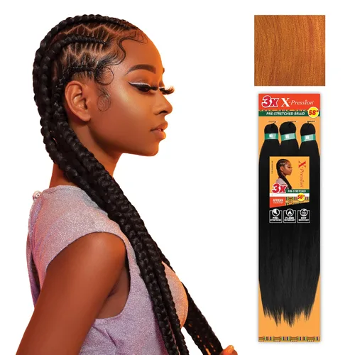 Vista 61 de Sensationnel X-Pression - Trenzas sintéticas prestiradas, 3 unidades, 58 pulgadas, negro azabache 1 Cabello trenzado, Kanekalon, ignífugo