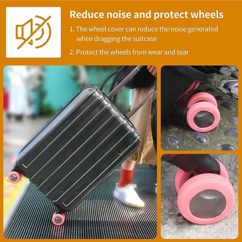 Vista 4 de Fundas para ruedas de equipaje, 9 piezas, cubierta protectora para ruedas de equipaje de 8 ruedas giratorias, fundas para maleta con resistencia al