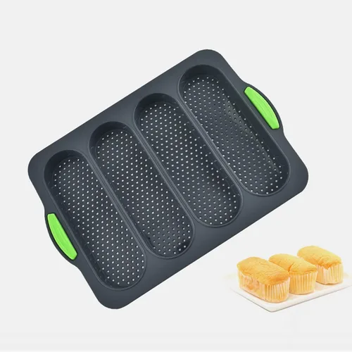 Vista 9 de Molde de silicona para baguette, antiadherente de 3 olas, pan de tostada francesa, molde para hornear, moldes de silicona perforados, molde