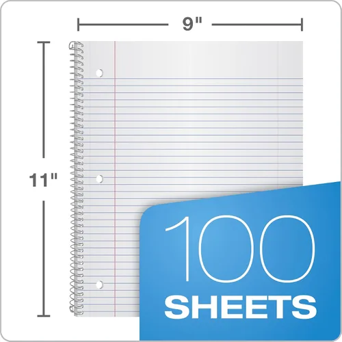 Vista 4 de Oxford Cuaderno de polietileno de 1 materia, 8.5 x 11 pulgadas, perforador de 3 agujeros, regla universitario, 100 hojas por diario, bolsillo