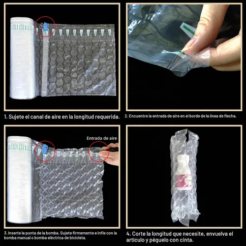 Vista 6 de Rollo de Envoltura Acolchada de Burbujas Protector Inflable para Envío de Botellas, Almohadas de Aire para Envío Burbujas de Aire de Gran