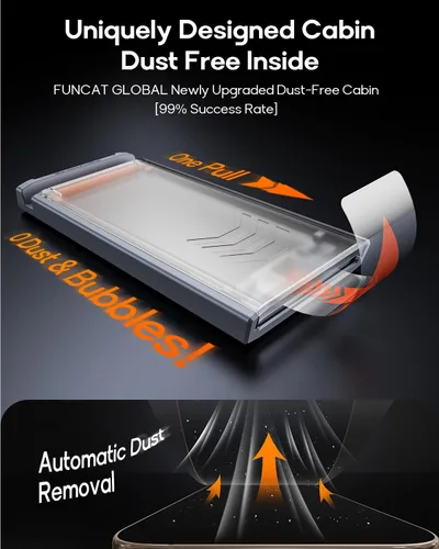 Vista 2 de Paquete de 3 protectores de pantalla de privacidad de vidrio templado para iPhone 16, CABINA libre de polvo, posicionamiento automático, sin