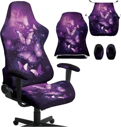 Vista 10 de Fundas para silla de juegos con cremallera de mariposa, elásticas, fáciles de poner y quitar, funda de silla de oficina de ensueño, decoración