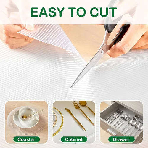 Vista 5 de Drawer and Shelf Liner for Kitchen Cabinets, Non Adhesive Non Slip EVA Cabinet Liner Mat, Clear Waterproof Washable Cut to Size Shelf Liner for