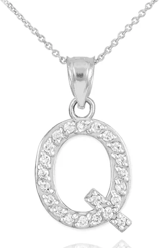 Vista 15 de Claddagh Gold . Collar con colgante de letra inicial de plata de ley 925 con circonita cúbica - Elección de tamaños