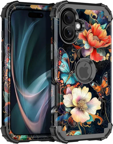 Vista 121 de Miqala Funda para iPhone 12, iPhone 12 Pro, que brilla en la oscuridad, tres capas, resistente a los golpes, protección de plástico duro + funda