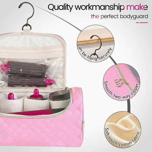 Vista 2 de Estuche de viaje compatible con Dyson Airwrap completo Styler y accesorios, organizador de viaje portátil con gancho colgante oculto para Airwrap