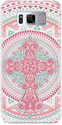 Vista 17 de Inspired Cases - Compatible with iPhone Xs Max Case - 3D Textured Protective Phone Case for Apple iPhone Xs Max - Ornate Cross - Coral and Mint
