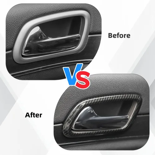 Vista 2 de Kit de anillo de ajuste de cubierta de manija de puerta interior de fibra de carbono, 4 piezas para Jeep Grand Cherokee 2011-2019