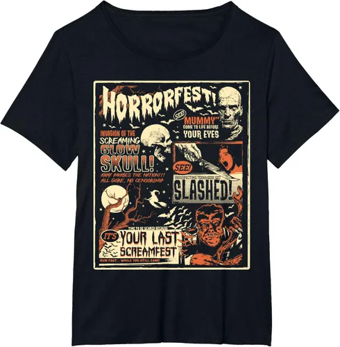 Vista 29 de Vintage Horrorfest Movie Poster Terror Old Time Halloween Camiseta S Negro
