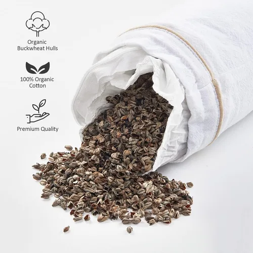 Vista 5 de Almohada de trigo sarraceno para dolor de cuello, rollo de cuello de casco de trigo sarraceno orgánico, cojín de apoyo cervical ajustable