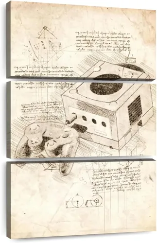Vista 10 de ElephantStock - Juego de arte para pared de consola Nes - Lienzo vertical de varios paneles - Decoración de pared de sala de estar de 3 piezas