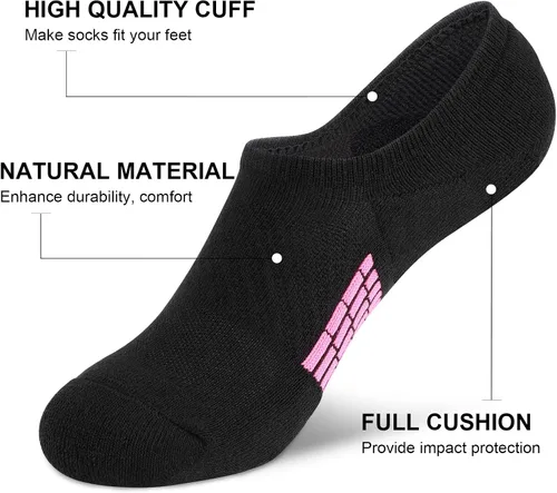 Vista 4 de PAPLUS Calcetines invisibles para mujer, 6 pares, antideslizantes, acolchados, con soporte de arco
